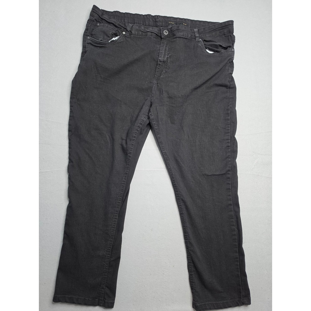Six Lincoln New York Jeans Men's 46x30 Black Denim Stretch Slim Fit Straight Leg
